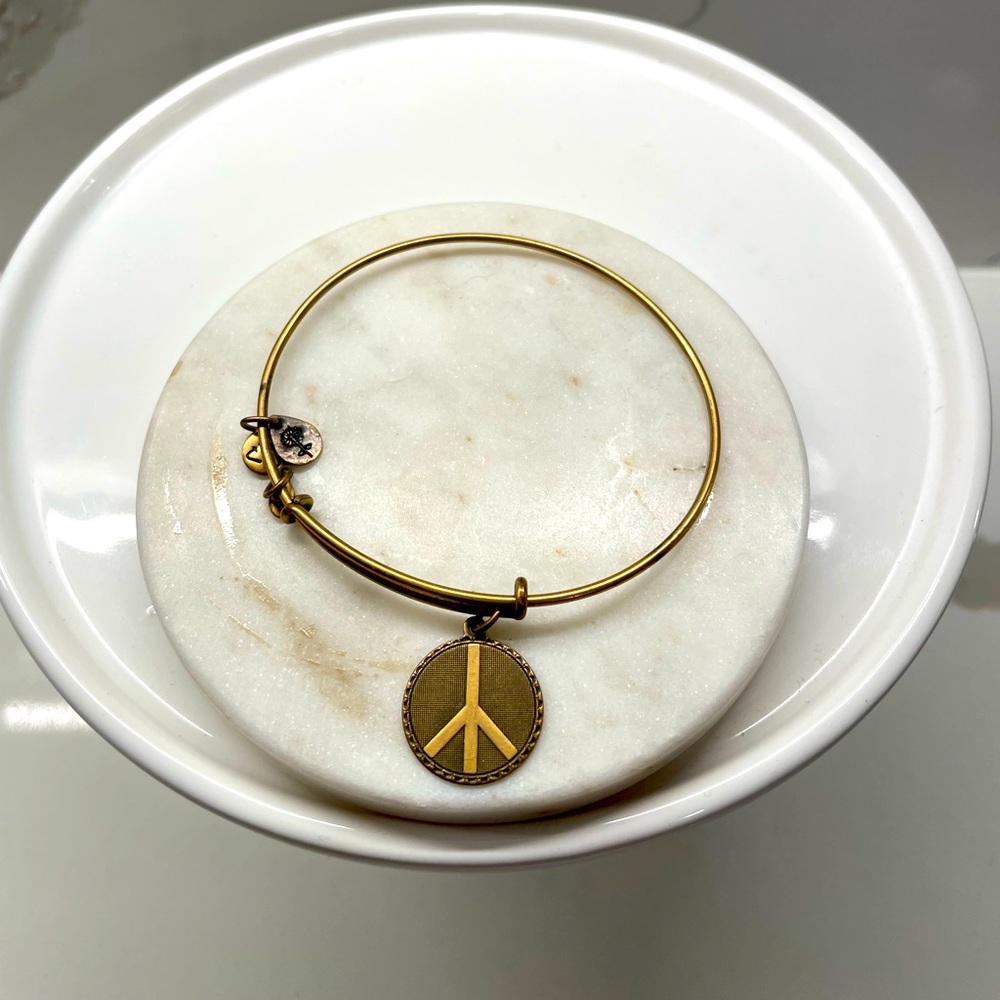 Alex and Ani Peace Sign Bracelet in Gold